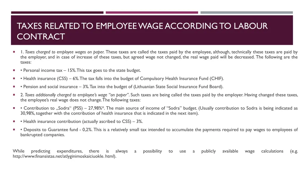 taxes related to employee wage according