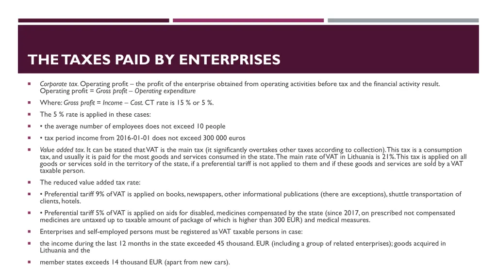 the taxes paid by enterprises