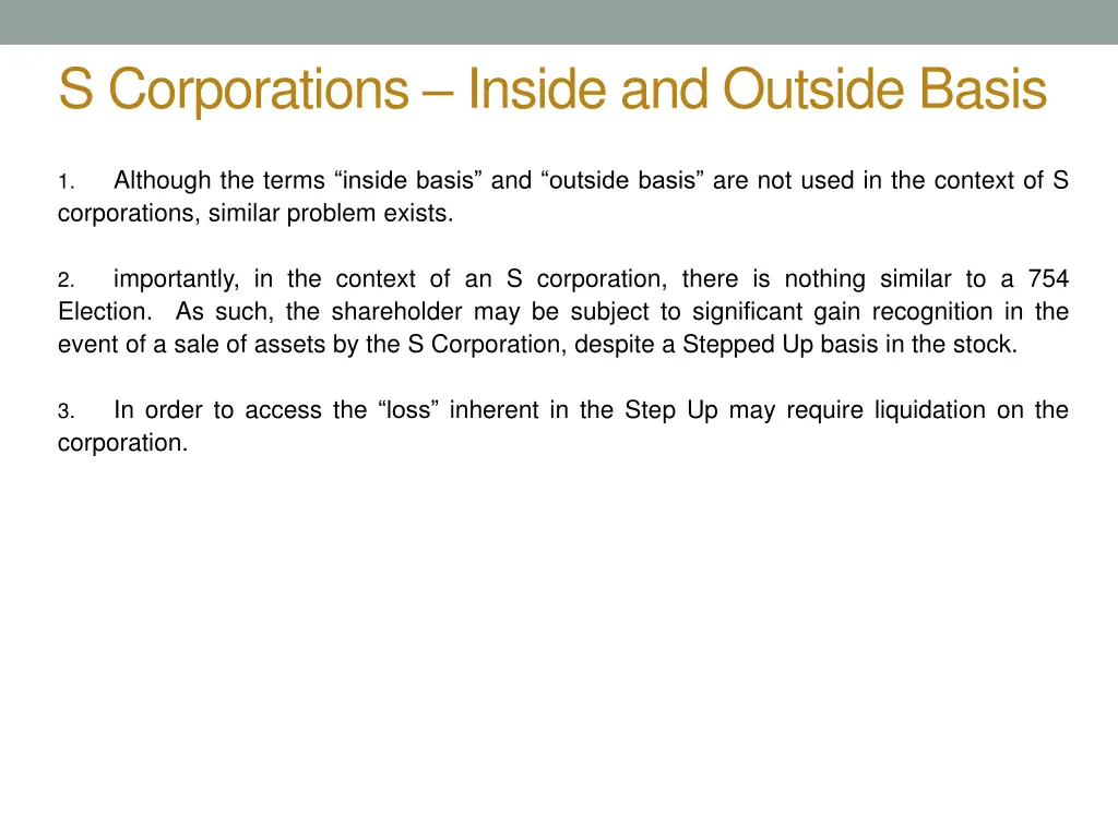 s corporations inside and outside basis