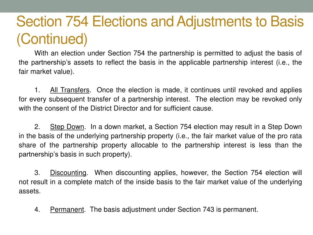 section 754 elections and adjustments to basis 1