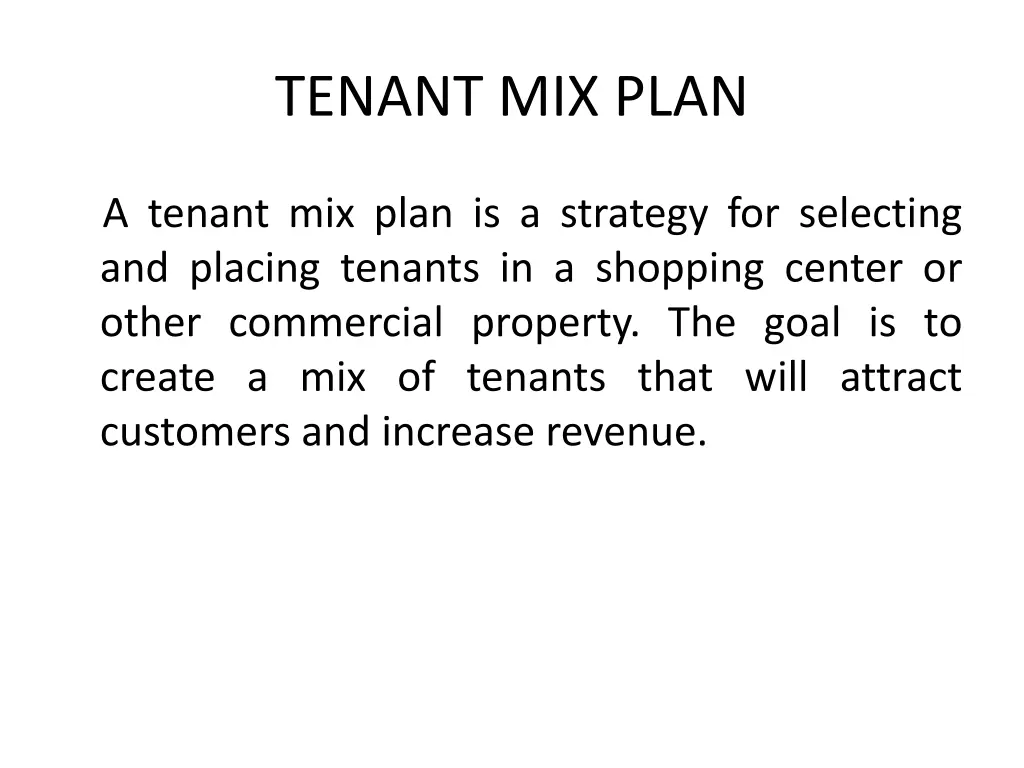 tenant mix plan