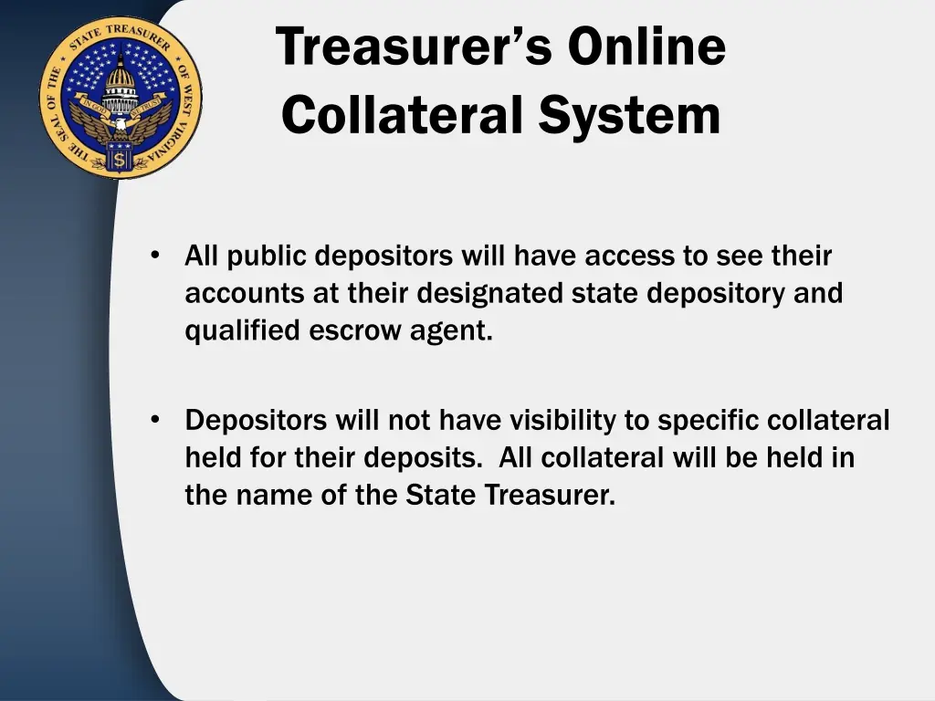 treasurer s online collateral system