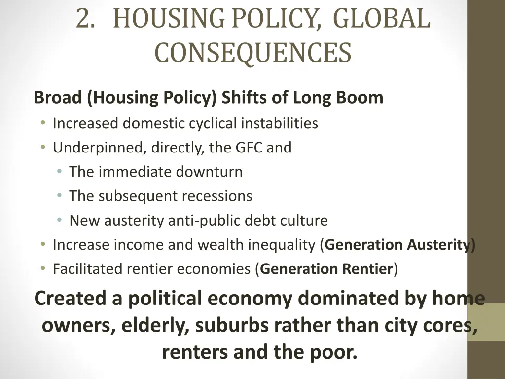 2 housing policy global consequences