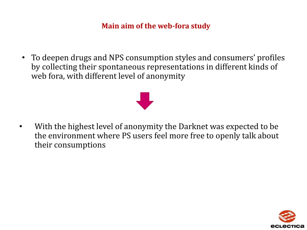 main aim of the web fora study