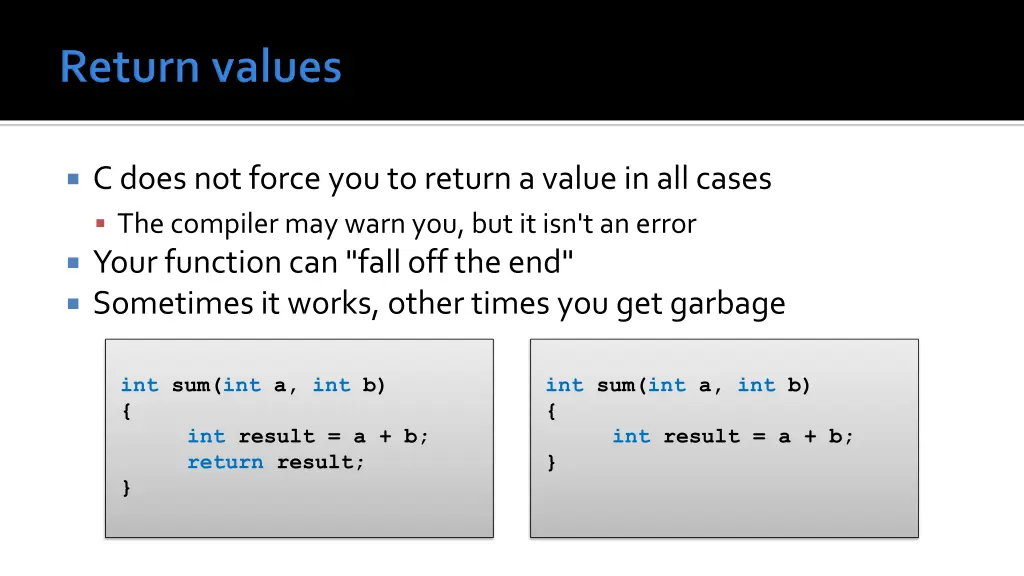 c does not force you to return a value