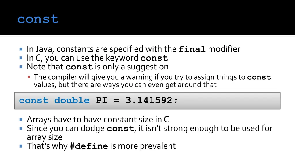 in java constants are specified with the final