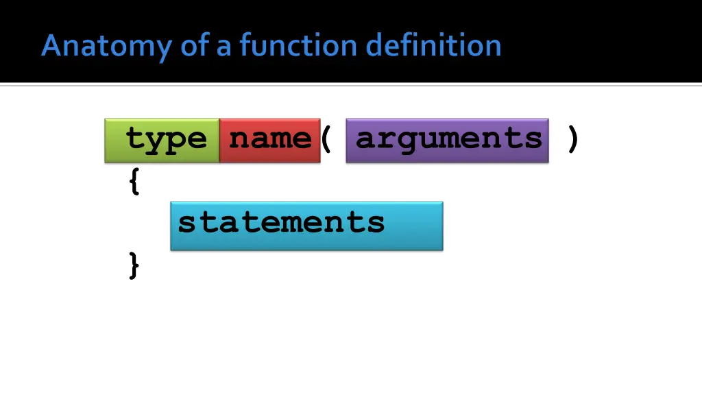 type name arguments statements