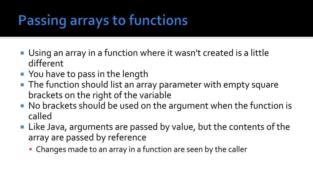 using an array in a function where it wasn