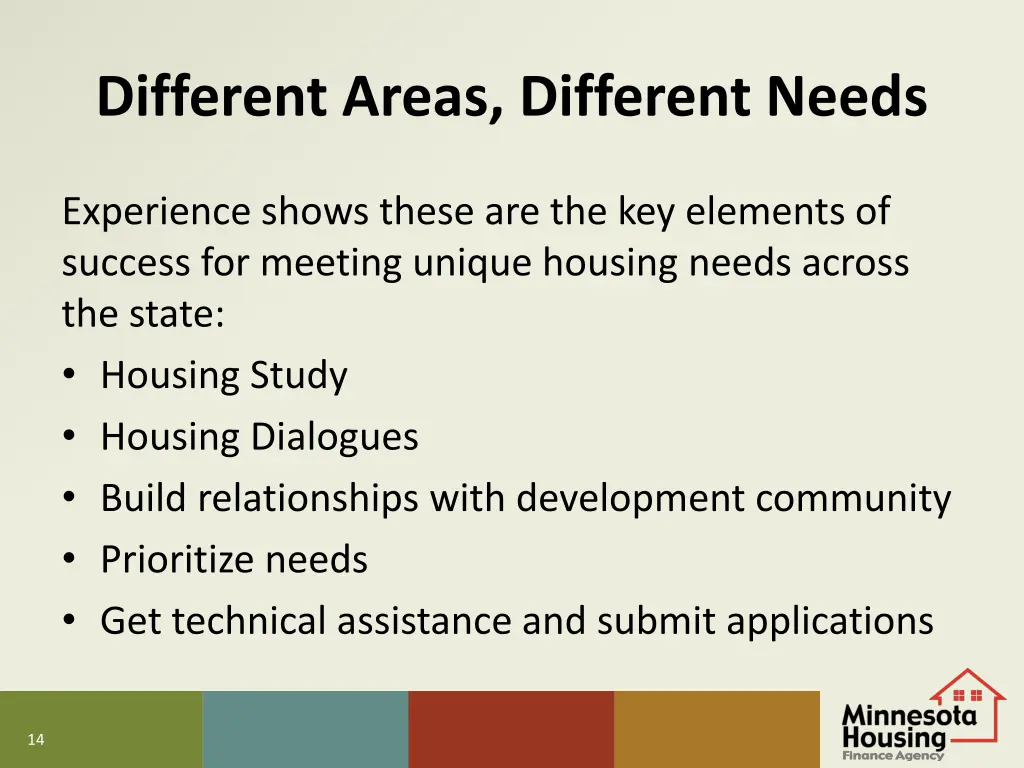 different areas different needs