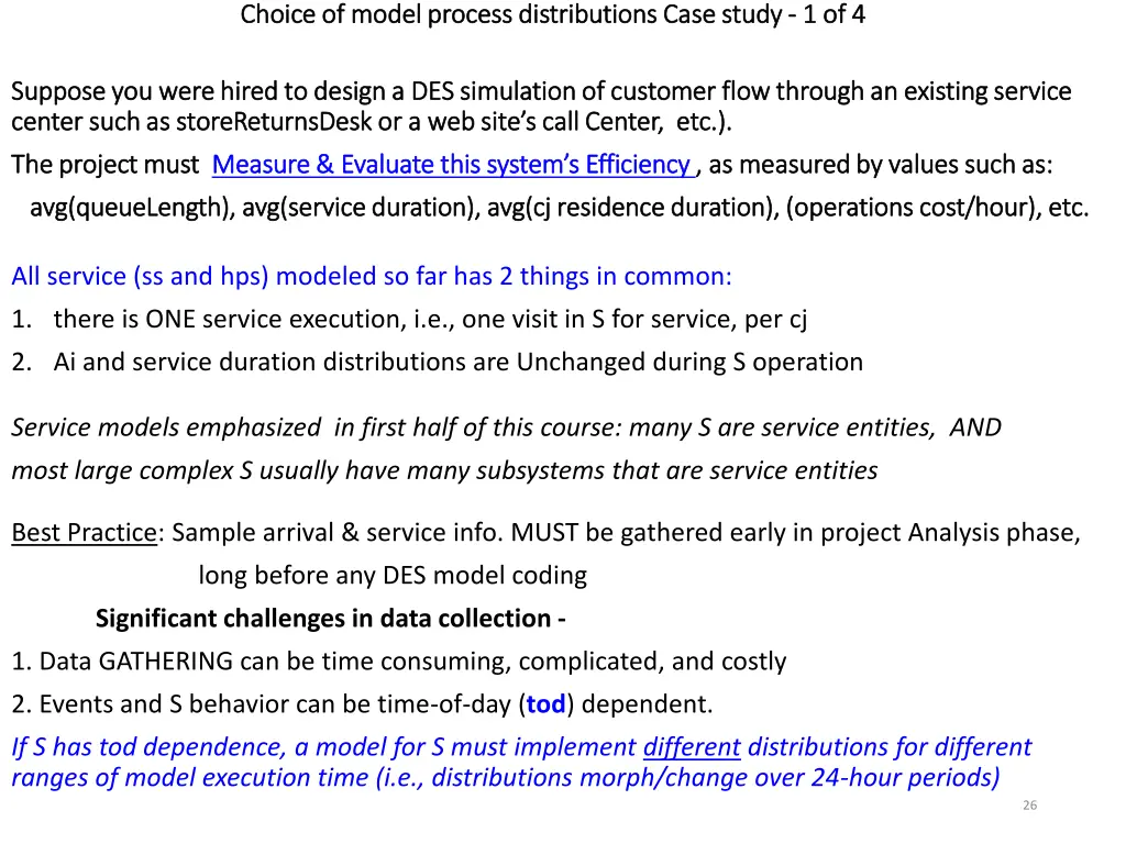 choice of model process distributions case study
