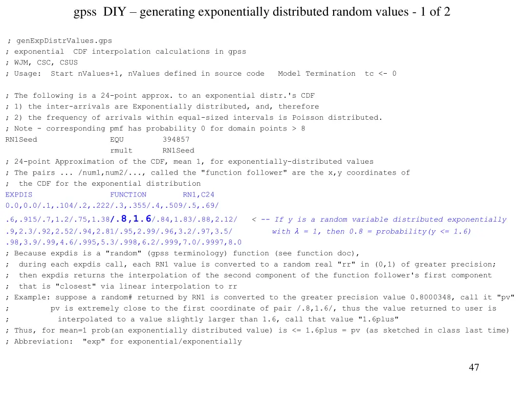 gpss diy generating exponentially distributed