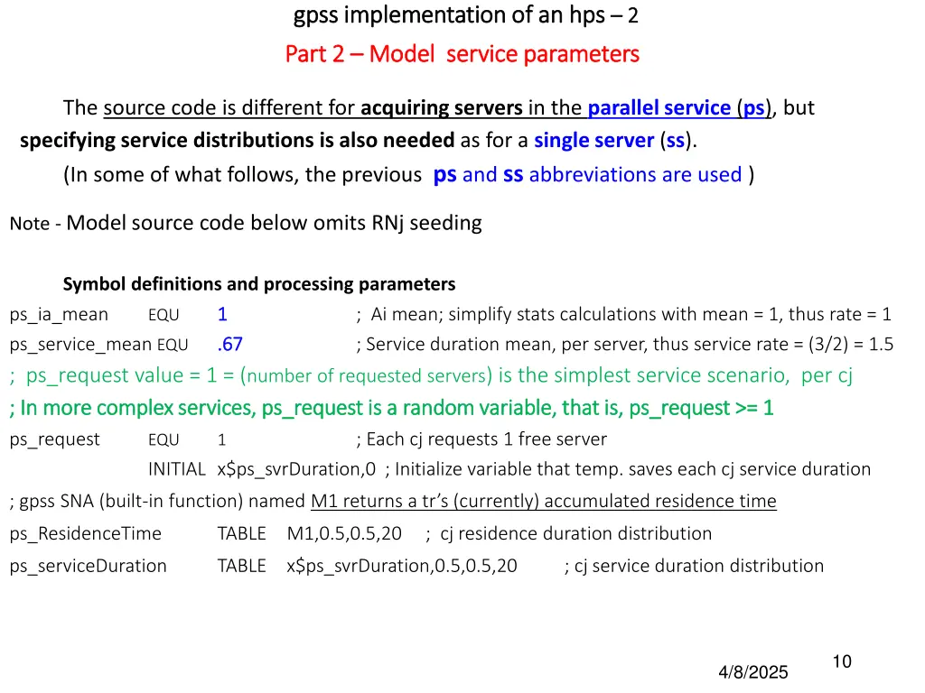 gpss implementation of an gpss implementation