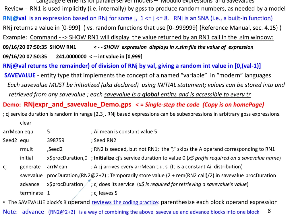 language elements for parallel server models