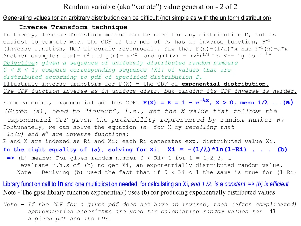 random variable aka variate value generation 1