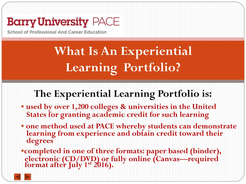 what is an experiential learning portfolio