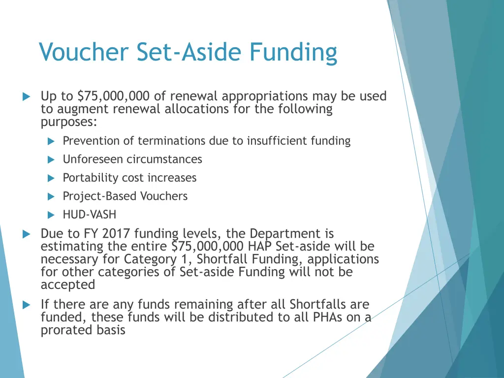 voucher set aside funding