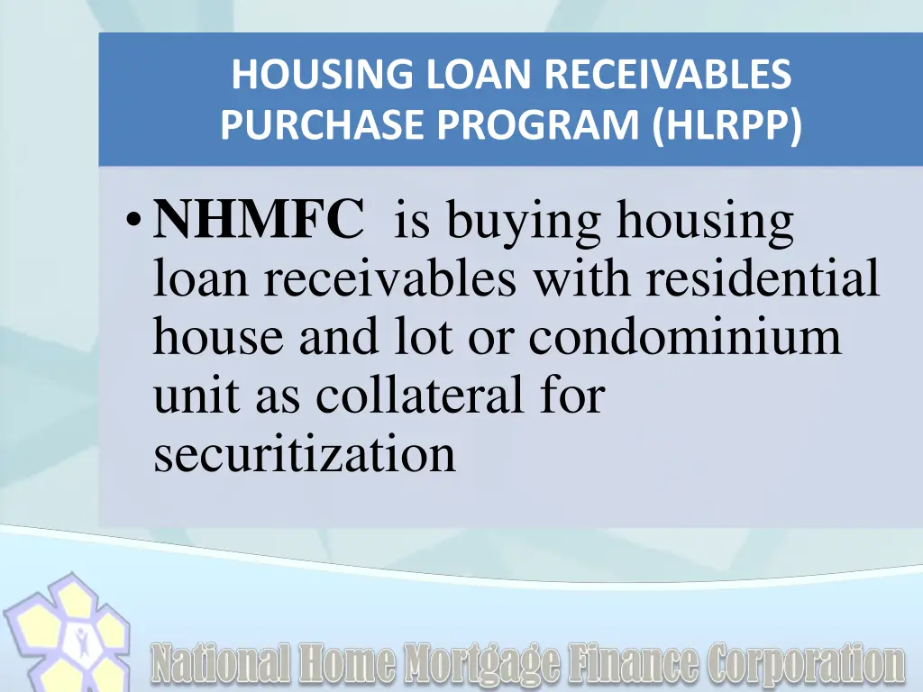 housing loan receivables purchase program hlrpp