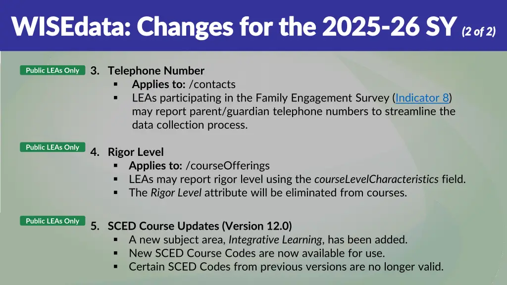 wisedata changes for the 2025 wisedata changes 1