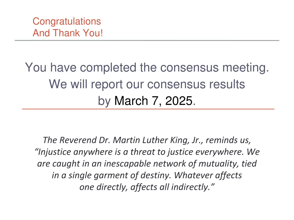 congratulations and thank you