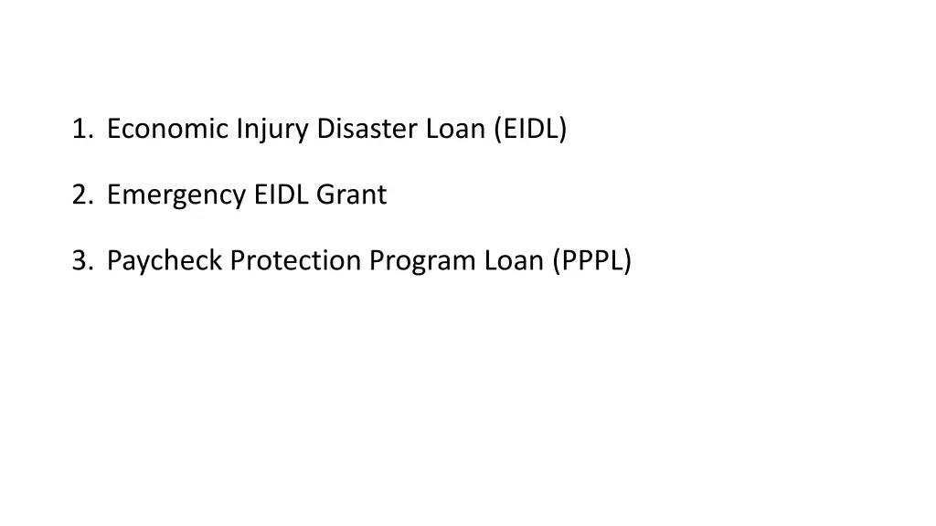 1 economic injury disaster loan eidl
