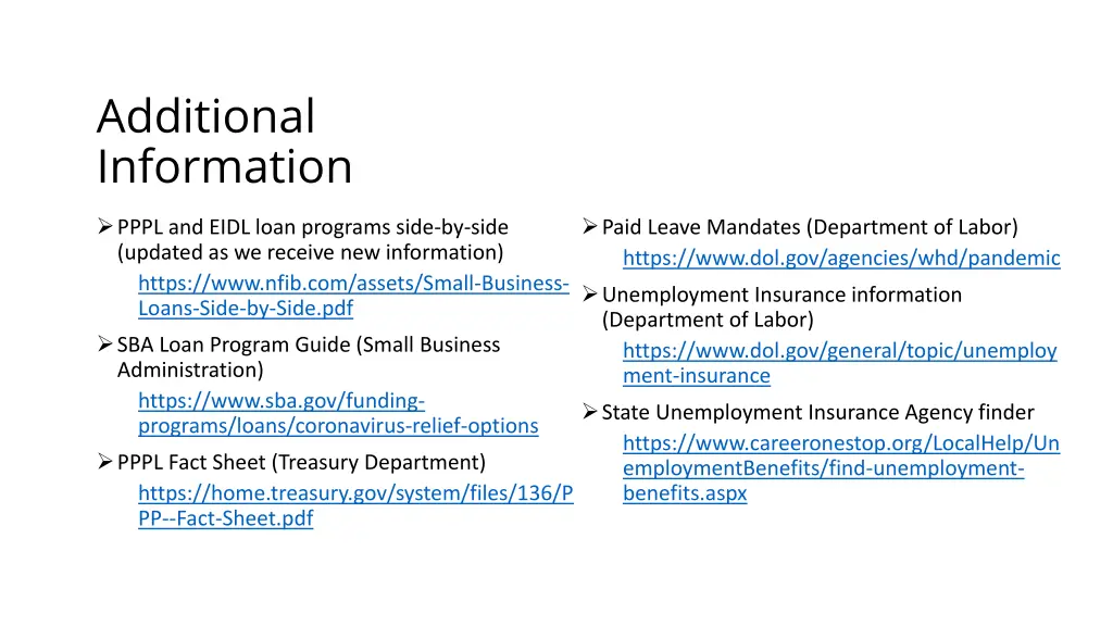 additional information