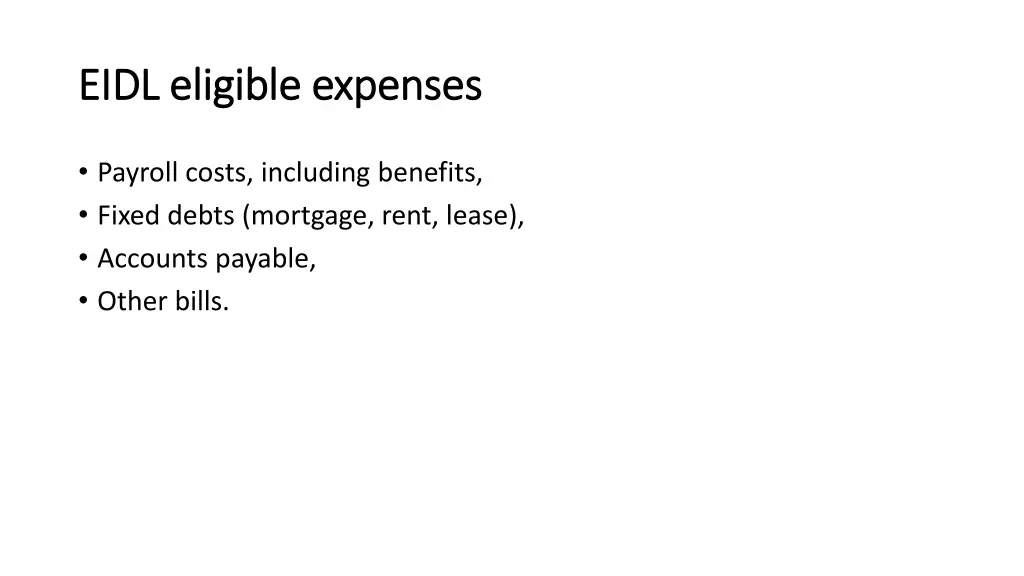 eidl eligible eidl eligible expenses