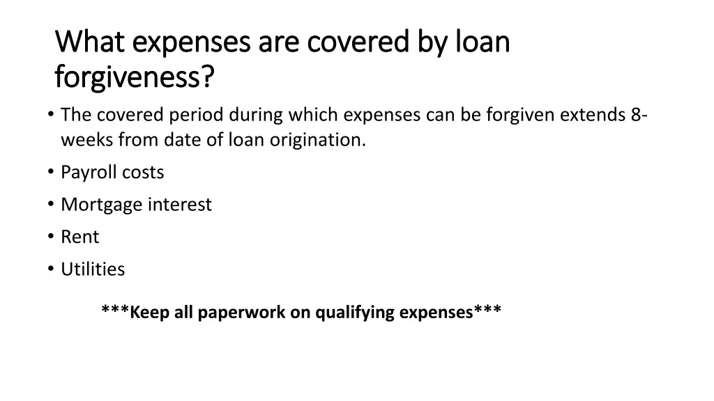 what expenses are covered by loan what expenses