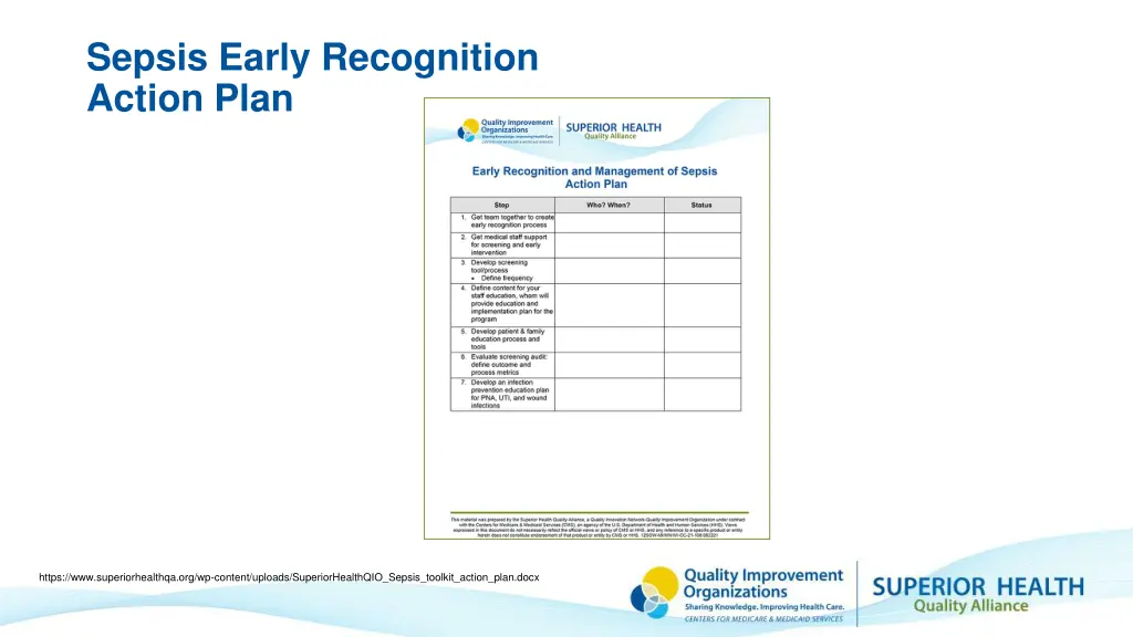 sepsis early recognition action plan