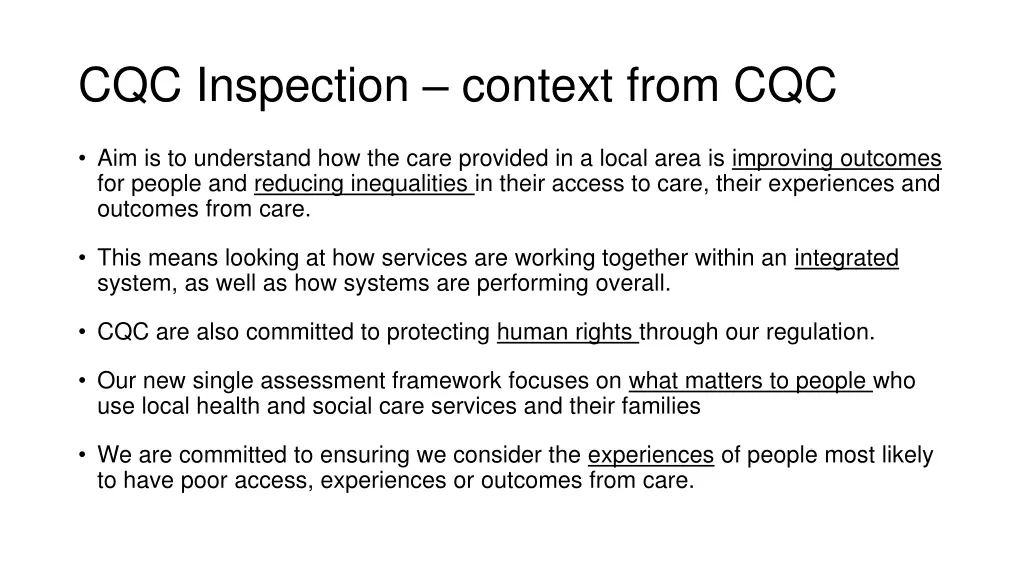 cqc inspection context from cqc