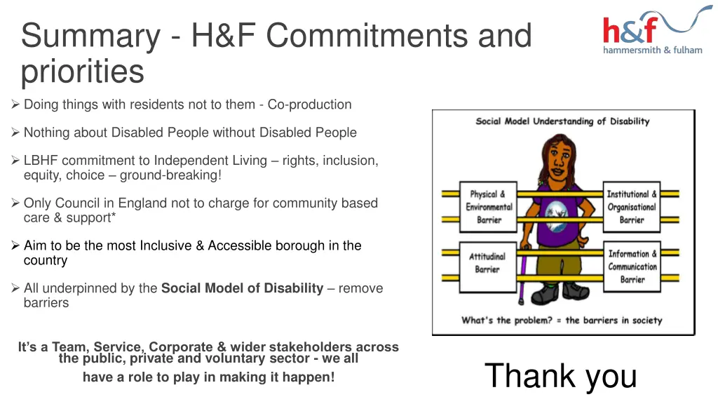 summary h f commitments and priorities doing