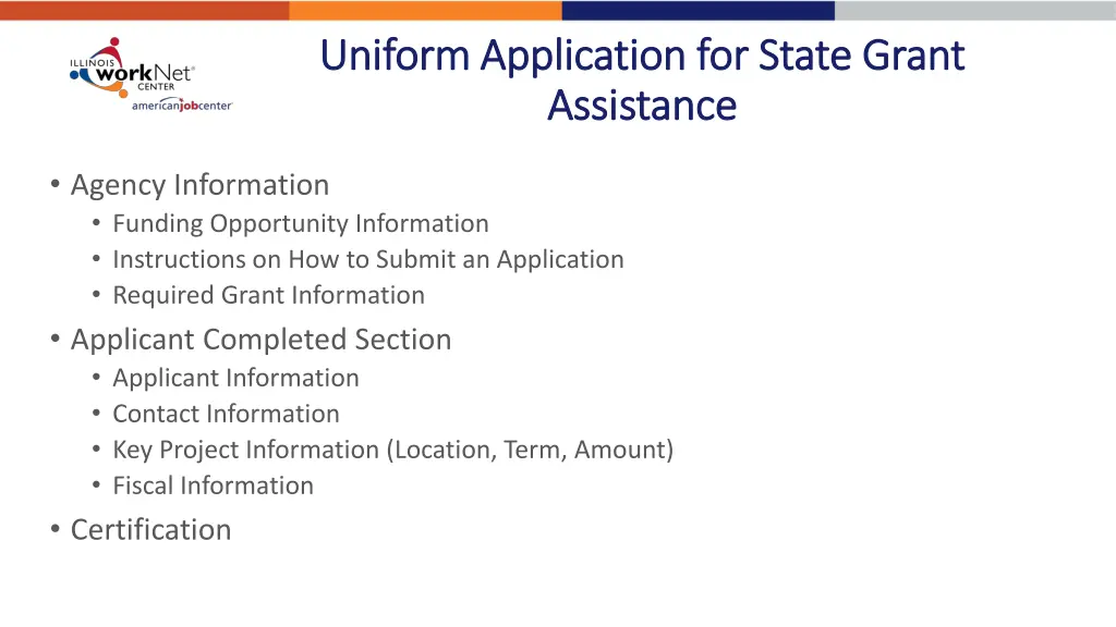 uniform application for state grant uniform