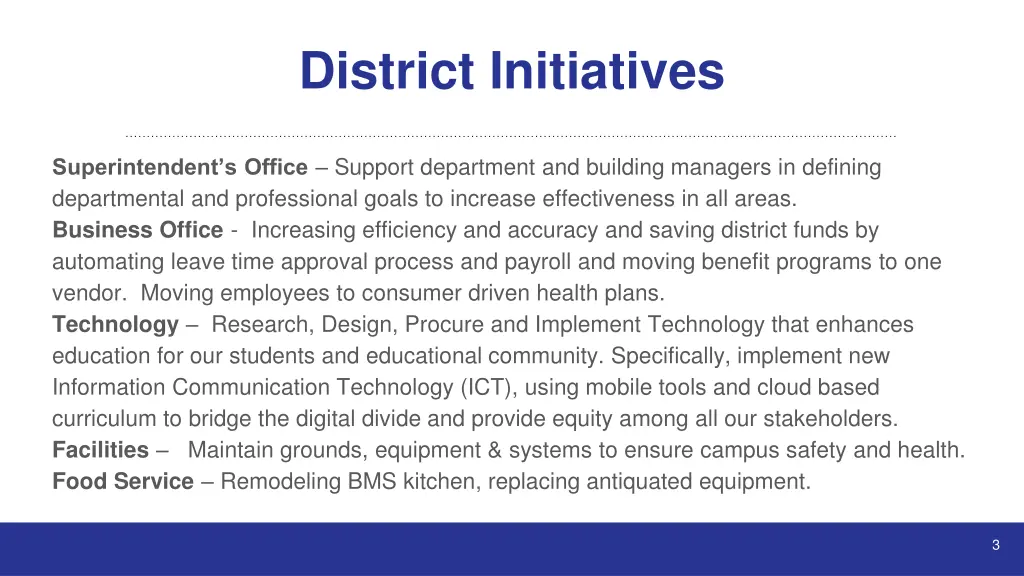 district initiatives
