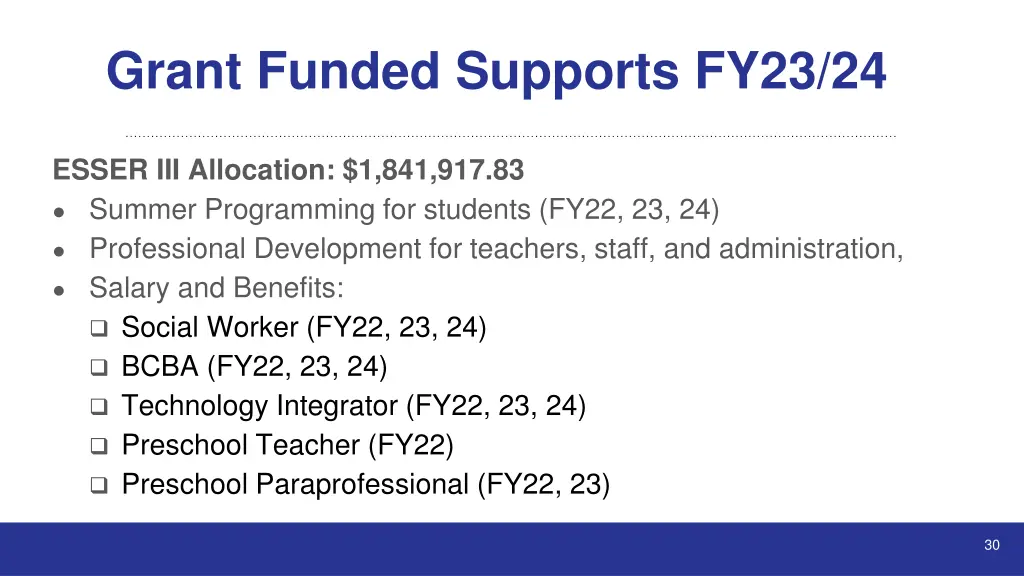grant funded supports fy23 24