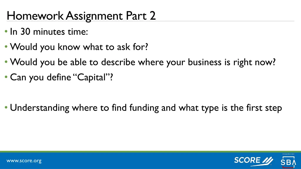 homework assignment part 2 in 30 minutes time
