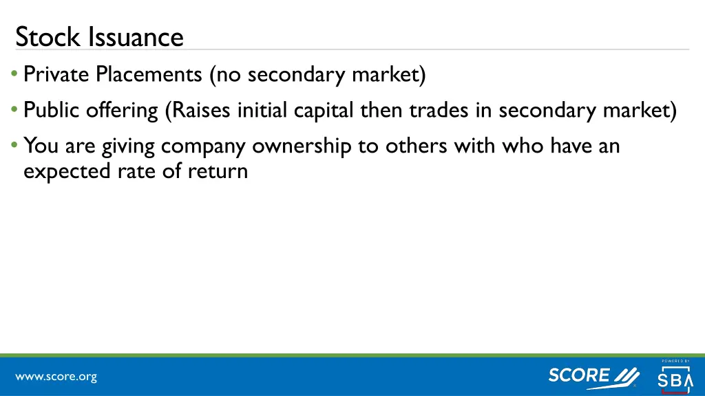 stock issuance private placements no secondary