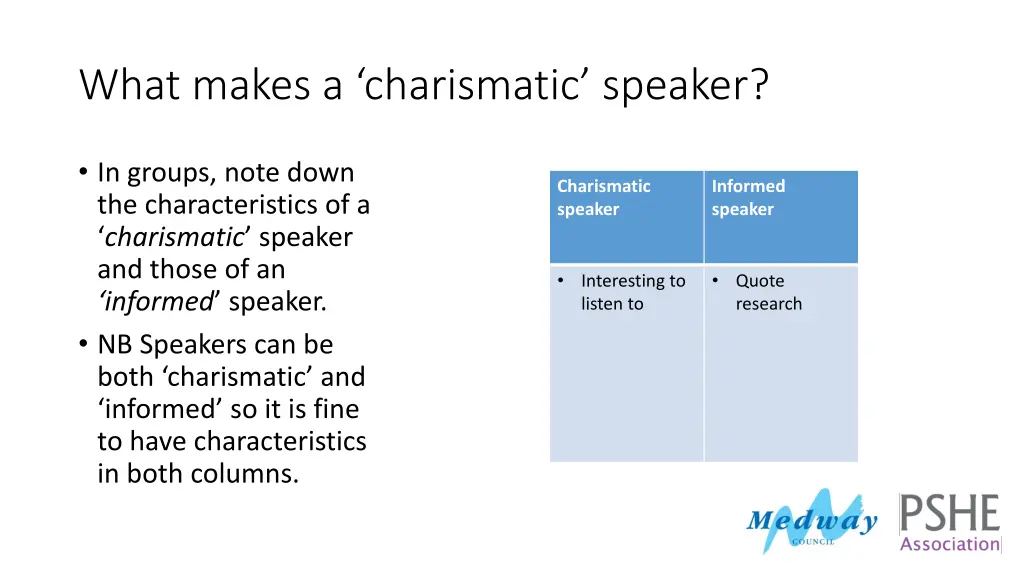 what makes a charismatic speaker