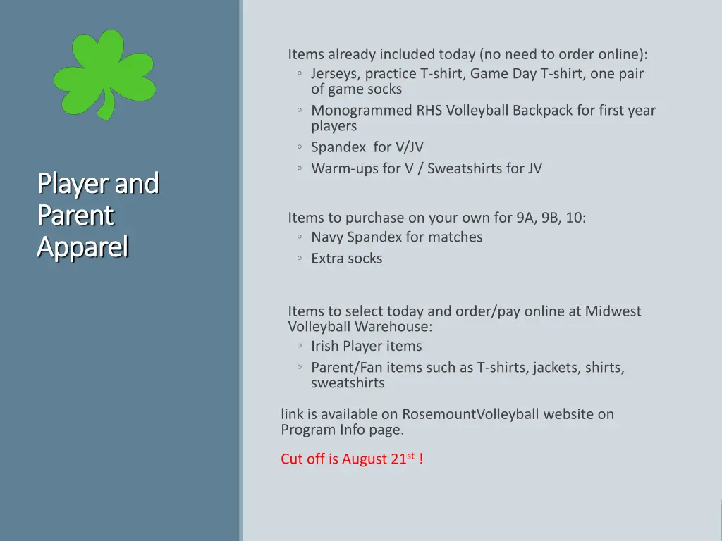 items already included today no need to order