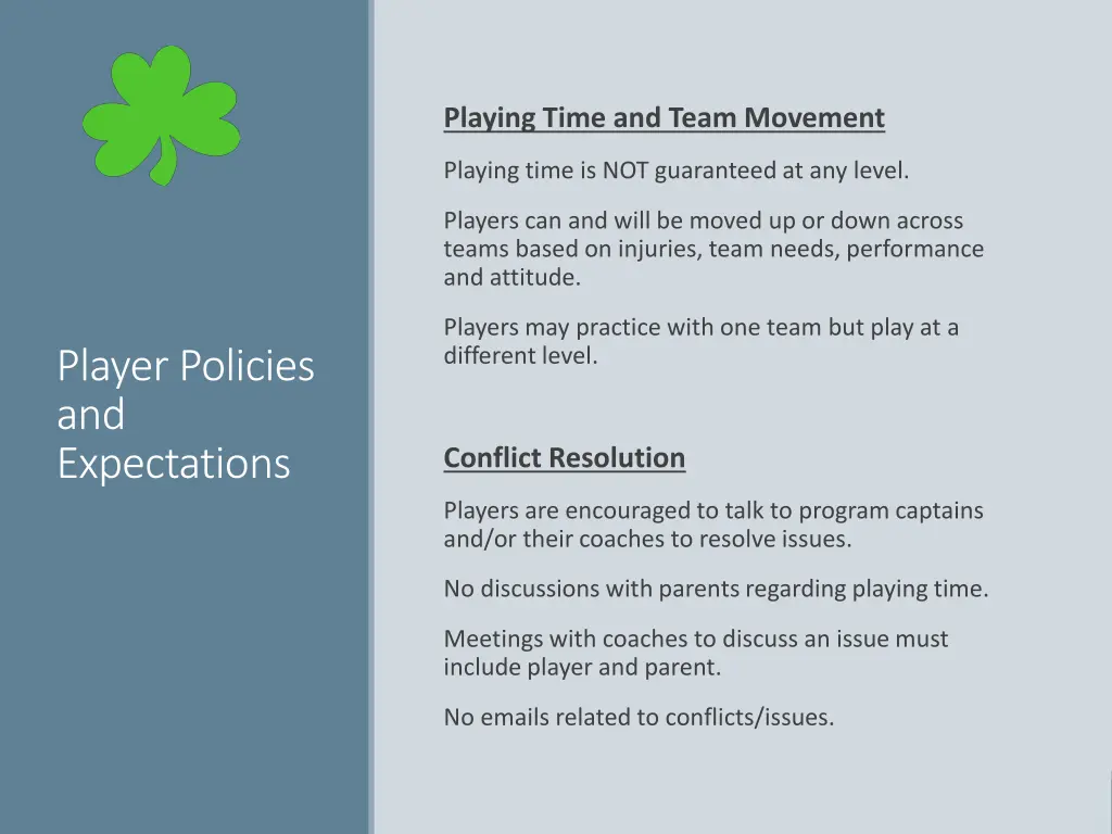 playing time and team movement