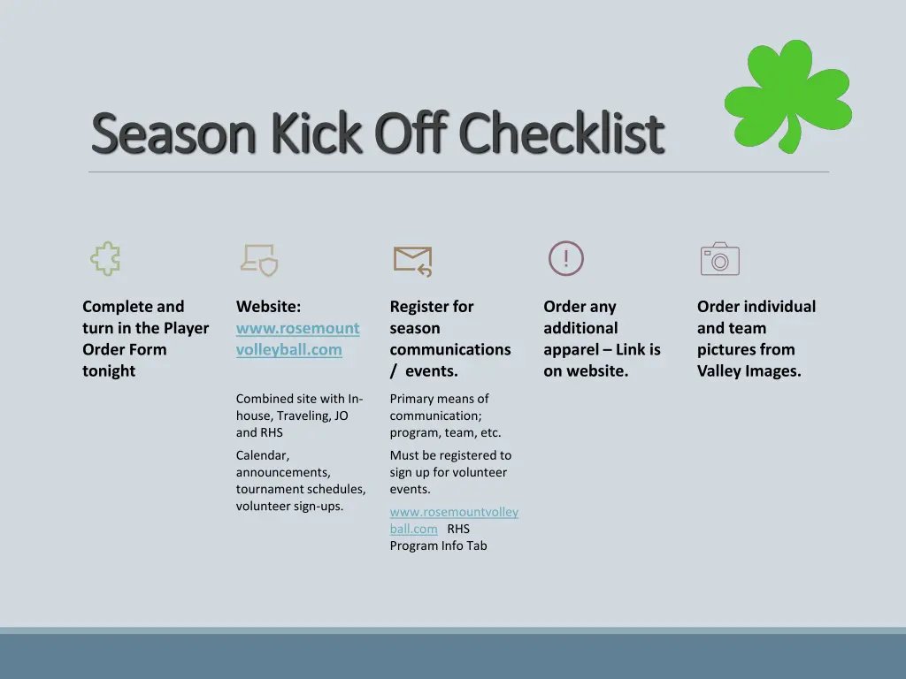 season kick off checklist season kick