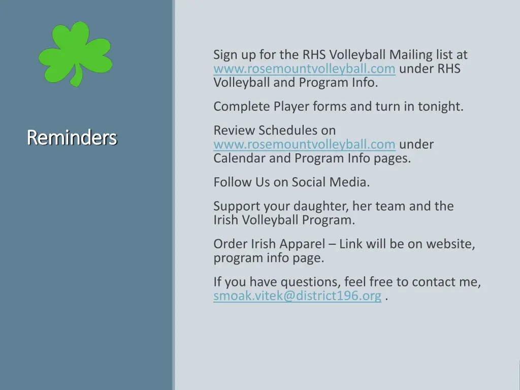 sign up for the rhs volleyball mailing list