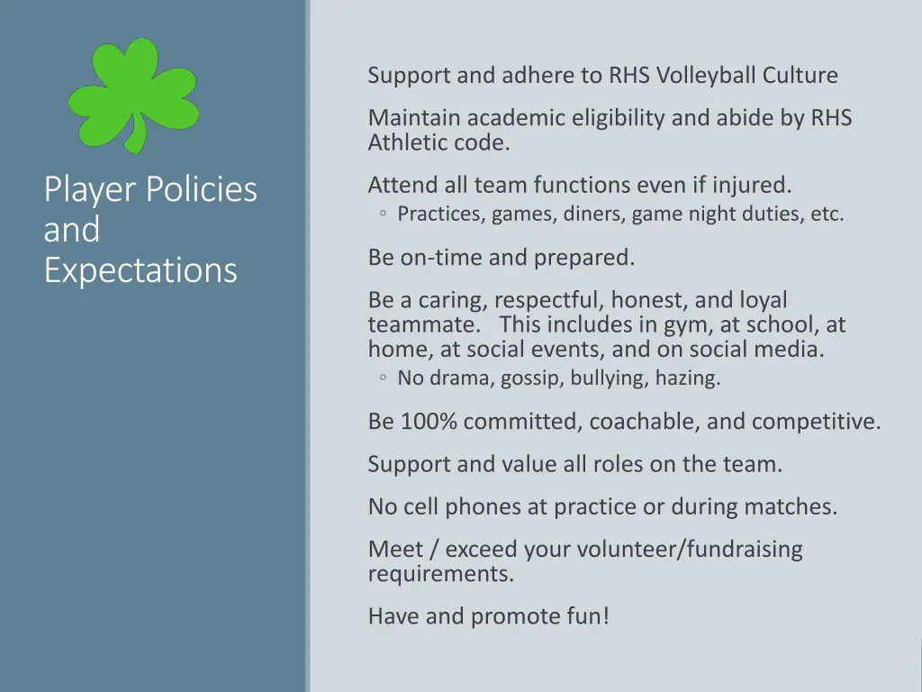 support and adhere to rhs volleyball culture 1