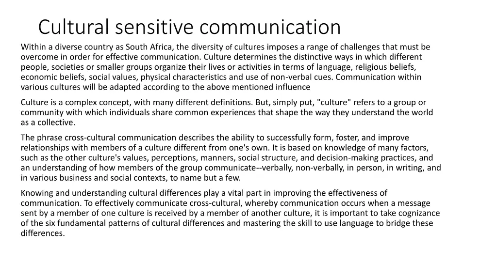 cultural sensitive communication within a diverse