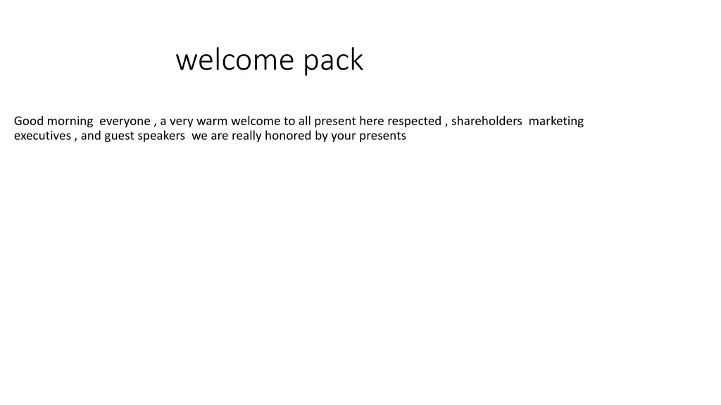 welcome pack