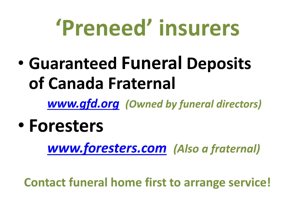 preneed insurers