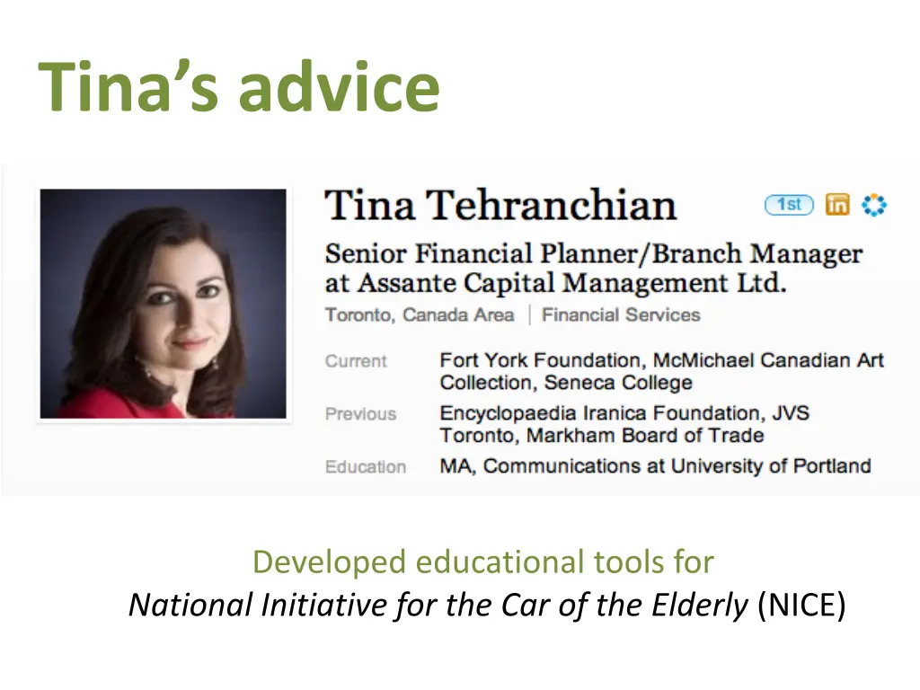 tina s advice