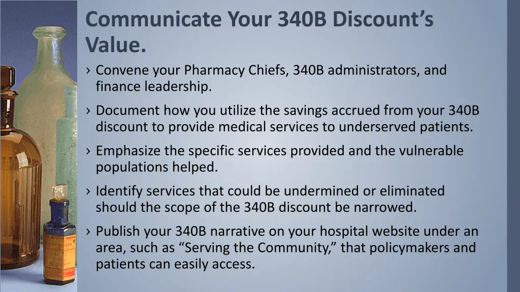 communicate your 340b discount s value convene