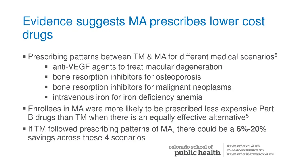 evidence suggests ma prescribes lower cost drugs
