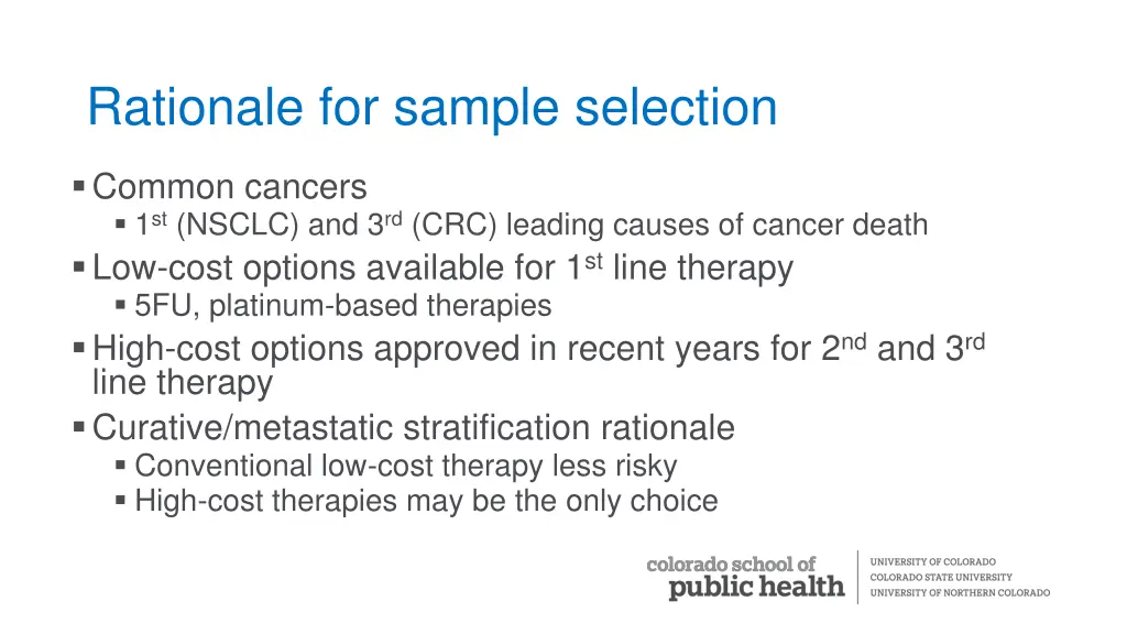 rationale for sample selection