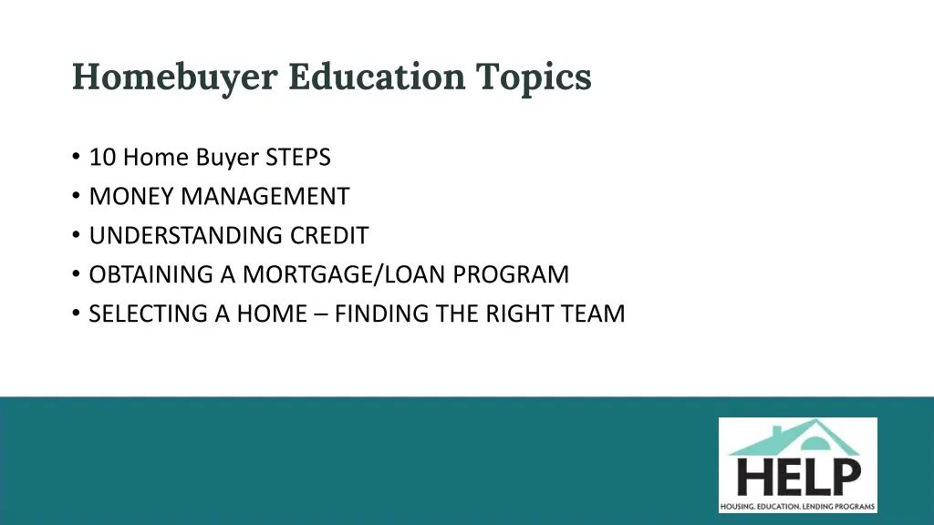 homebuyer education topics