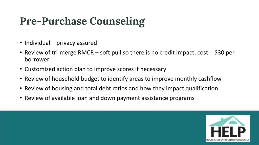 pre purchase counseling